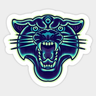 aqua blue panther head Sticker